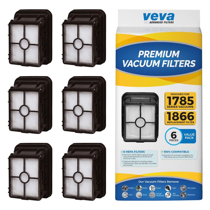 VEVA Premium Vacuum HEPA Filter Set Compatible with Bissell Model 1866 Crosswave and 1785 Series Vacuums - 6 pack of HEPA Filters Part #1608683 - Image 1